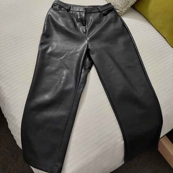 Black Faux Leather Wide Leg Pants 